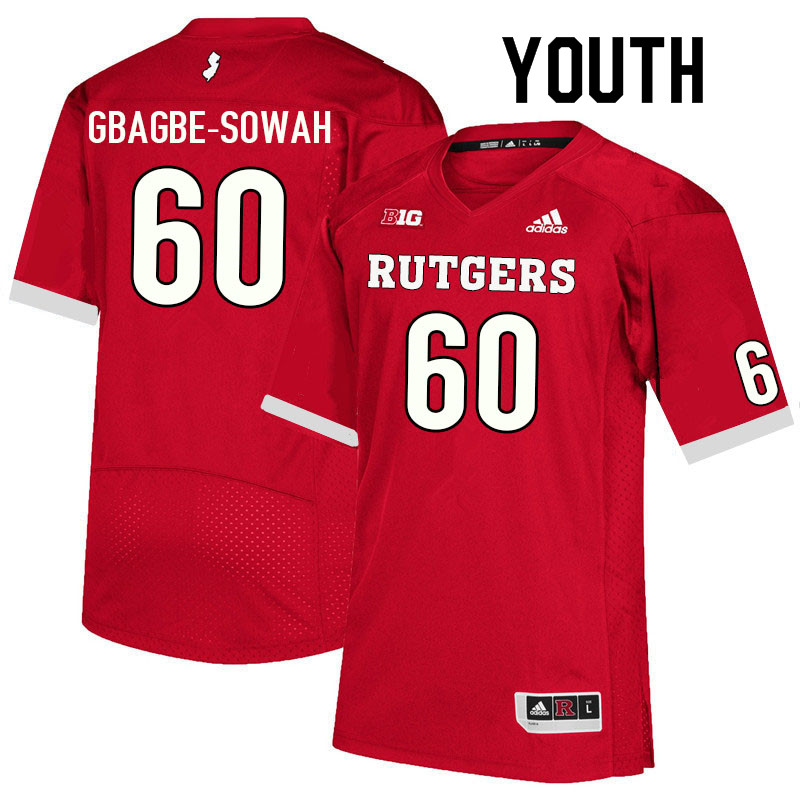 Youth #60 Moses Gbagbe-Sowah Rutgers Scarlet Knights College Football Jerseys Sale-Scarlet